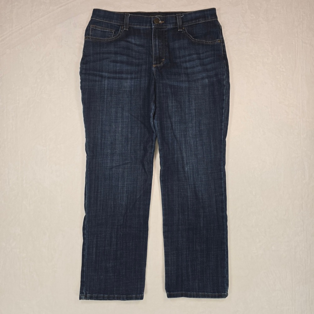 Lee Womens Jeans 12 Short Relaxed Fit Straight Leg Mid Rise Dark Wash Stretch